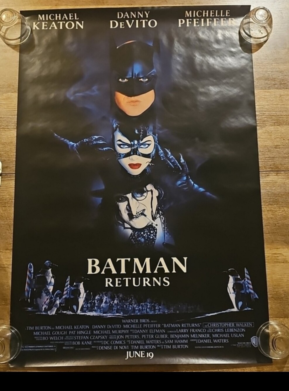 VINTAGE ORIGINAL 1992 BATMAN RETURNS MOVIE POSTER